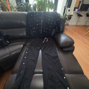 Black Studded Zip-Up Jacket and Snap-Button Track Pants Set